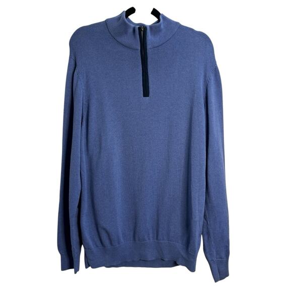 Vineyard Vines Blue Quarter Zip Pima Cotton Baby Alpaca Pullover Sweater - Picture 1 of 8